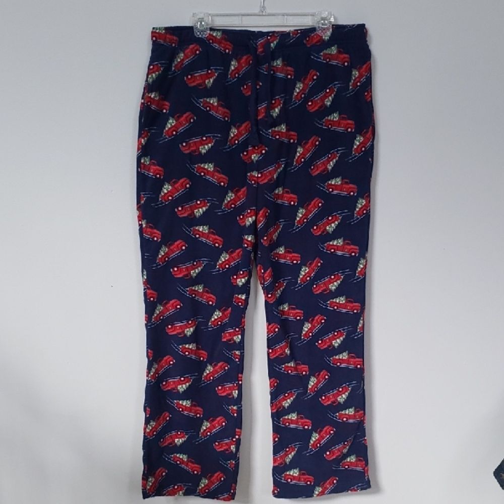 Navy Pajama Pants Fleece Mens Large Cozy Warm Bottoms